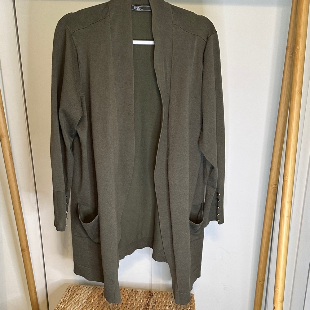 89th &‎ Madison Olive Green Open Front Cardigan